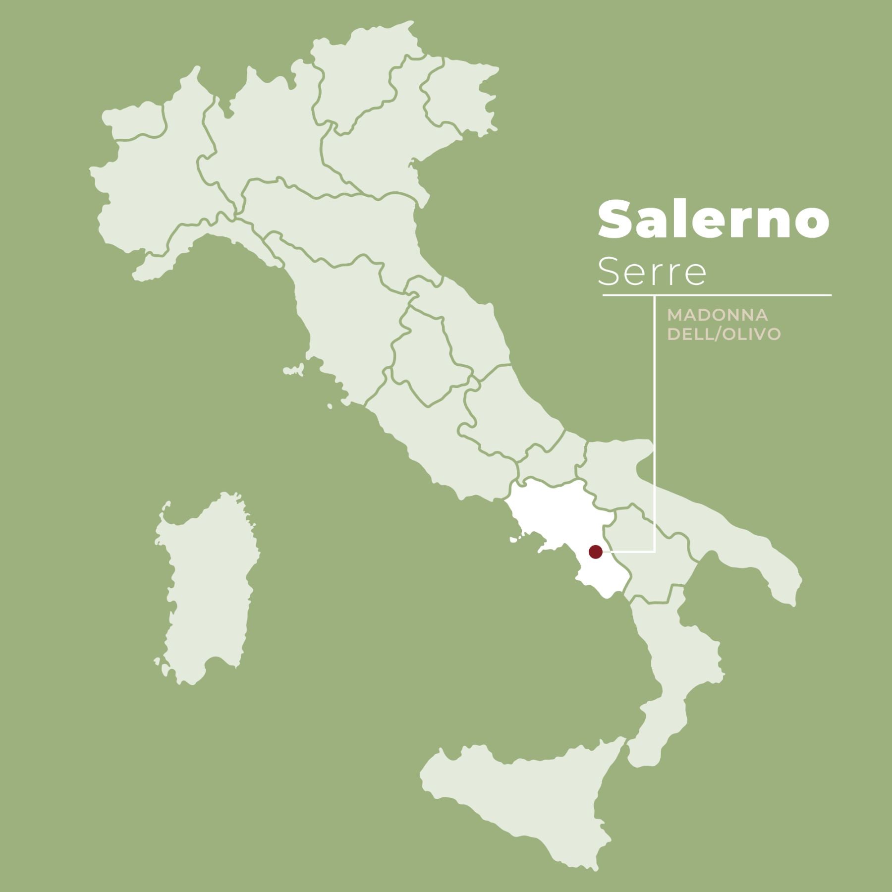 Mapa Włoch z zaznaczoną lokalizacją Madonna dell'Olivo